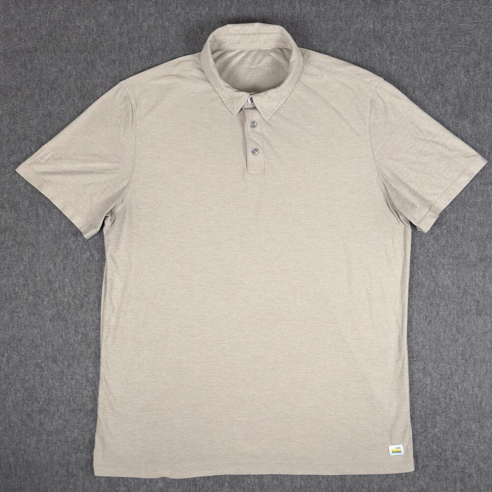 Vuori Polo Shirt Mens Medium Beige Solid Lightweight Jersey Knit Casual